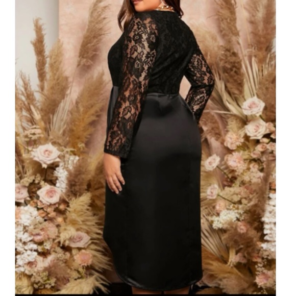 Luxe lace insert wrap hem party evening formal wedding prom dress - Picture 2 of 6